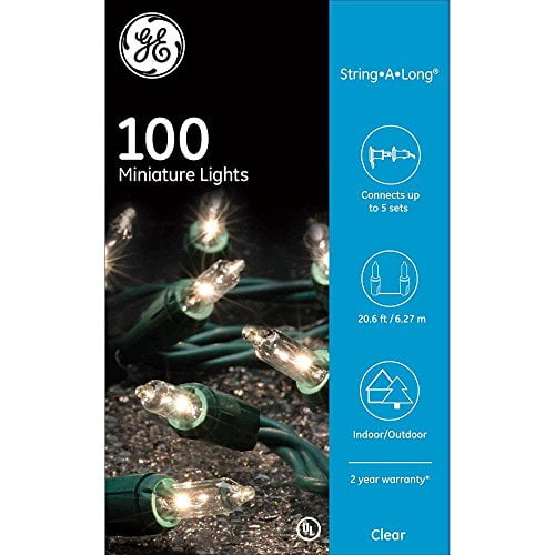 Details about   GE String A Long Clear Mini String Lights Green Wire 100 Count Indoor Outdoor 