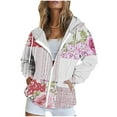 thumbnail image 2 of cocolona Hoodies for Women Casual Long Sleeve Zip Up Hooded Sweatshirts Fall Winter Fashion Floral Print Jacket Coats with Pockets, 2 of 6