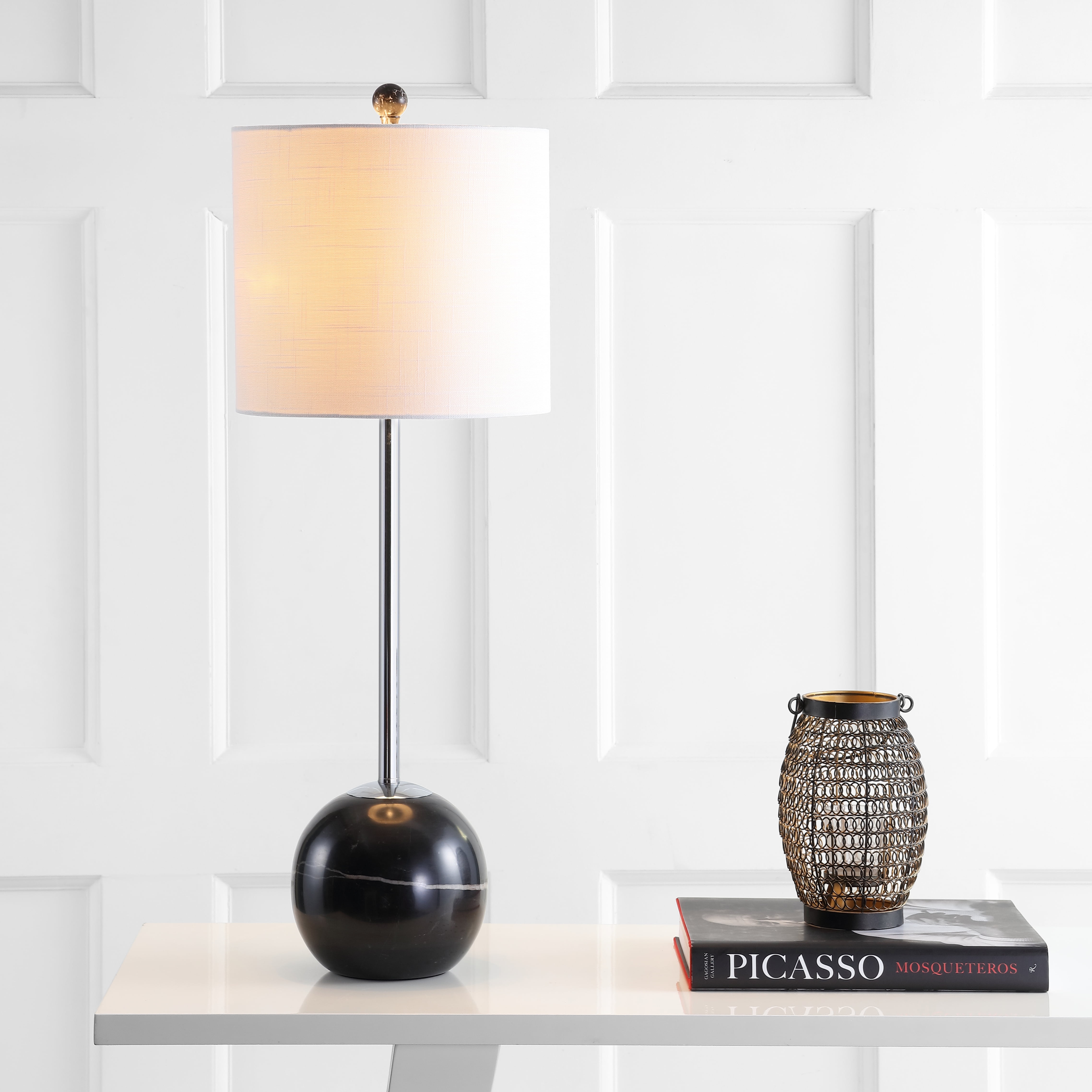 Alexa 31 5 Marble Sphere Led Table Lamp Black Chrome By Jonathan Y Alexa 31 5 Marble Sphere Led Table Lamp Black Chrome By Jonathan Y
