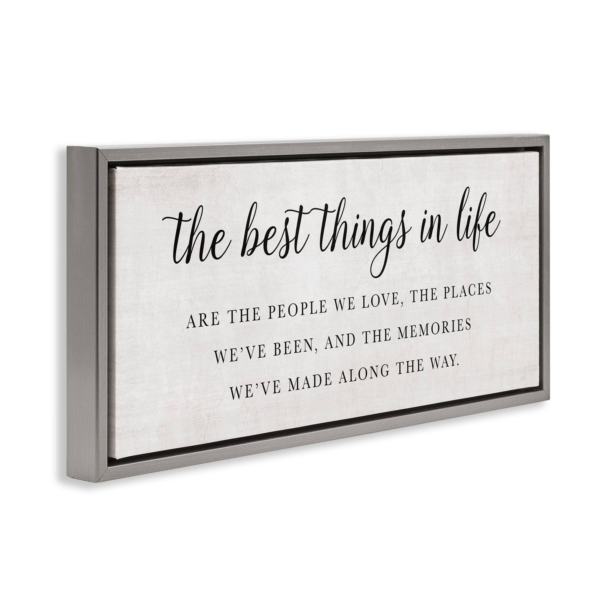 Stupell Industries Best Things In Life Uplifting Gray Framed Floater Canvas Wall Art, design by Natalie Carpentieri