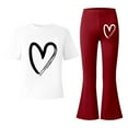 thumbnail image 4 of WOYY Big Girls Outfits Heart Print Short Sleeve Tshirt Pants Outfits, Sizes 9-10, 4 of 4