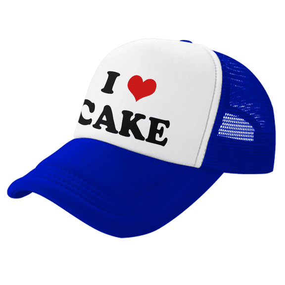 I Heart Cake Love Food Funny Trucker Hat Mesh Cap Unisex Blue