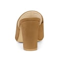 thumbnail image 2 of BLISSFUL STEP Women's Slide Heels Mules Slip on Block Heel Sandals Brown 6.5, 2 of 6