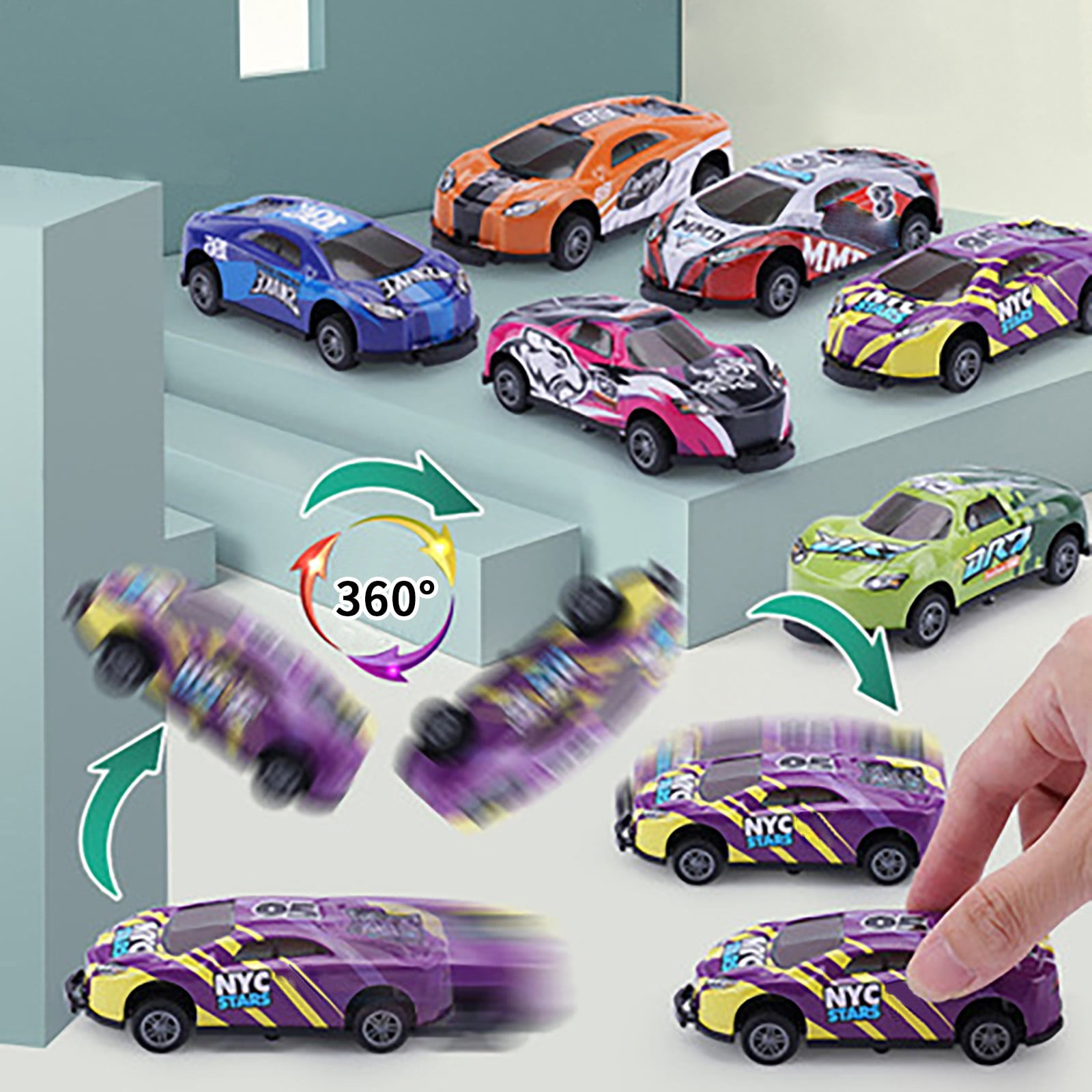 8pcs Stunt Toy Car, Jumping Stunt Car, 360 Carro de Brinquedo Rotativo,  Pull Back Vehicles Criatividade Mini Carros Modelos jogar prêmios para  crianças crianças meninos