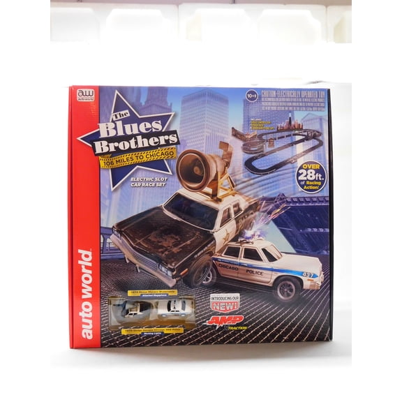 AUTO WORLD HO SLOT CAR BLUES BROTHERS 106 MILES TO CHICAGO SET AWDSRS359