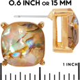 thumbnail image 4 of Faceted Square Seashell Stud Earrings for Women - Cushion Cut Statement Post Ear Studs - Gold-Tone 4-Prong Set Big Sparkly Jewels, 4 of 8