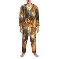 thumbnail image 3 of Picia Golden Winged White Horse Pattern Men’s Long-Sleeve Sleepwear Set - Soft 2-Piece Loungewear with Pockets, Comfy PJs for Relaxing Nights-Medium, 3 of 7
