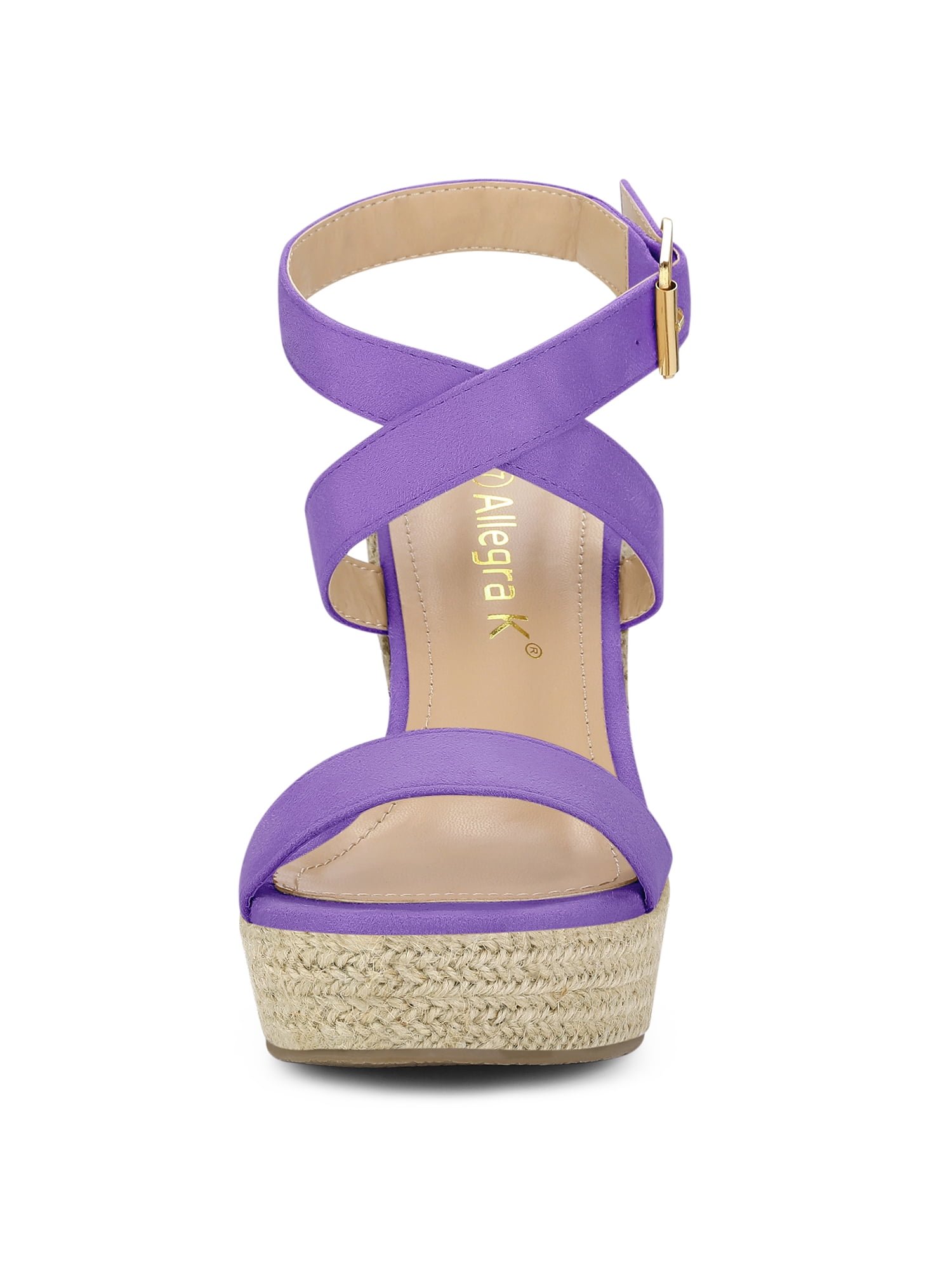 DARING DIVA Women's Slingback Crisscross Wedges Heel Espadrille Sandals Purple 6