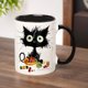 thumbnail image 3 of Taza de café de porcelana con gato de 11oz taza de café de cerámica taza de capuchino para amantes de los gatos, 3 of 5