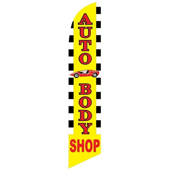 Auto Body Shop Feather Banner Swooper Flag -No Wind Required- Replacement FLAG ONLY