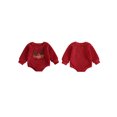 thumbnail image 2 of FOCUSNORM Combinaison en Molleton de Noël pour Bébé Fille Elk, Col Rond Brodé, Manches Longues, Barboteuse Adorable, 2 of 9