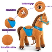 PonyCycle Kid-Powered Ride-On Horse Toy, No Battery, Hand Brake, Ages 3-4, Brown, E337