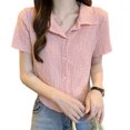 thumbnail image 2 of Blusa de manga corta para mujer, blusa con botones elegante y dulce a la moda para verano, 2 of 8