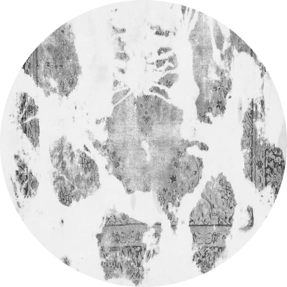 Ahgly Company Indoor Round Abstract Gray Modern Area Rugs, 5' Round