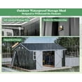 thumbnail image 6 of Jocisland 12x14x8.5 ft Galvanized Steel Outdoor Storage Shed with 2 4-Pane Windows Lockable Door, Nordic Cottage Shed for Backyard, Garden, Dark Grey, 6 of 9