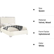 Lexi White Velvet Queen Bed-Color:White Velvet,Style:Contemporary