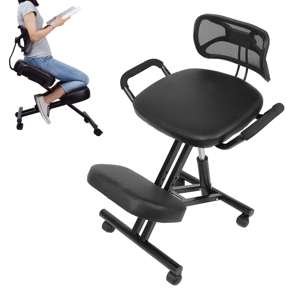 Topeakmart Adjustable Ergonomic Kneeling Chair Swivel Office Chair Posture Corrective Chair for Home Office Black Size: 27 x 18