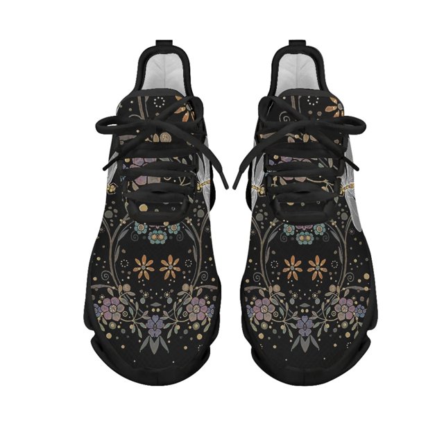 2024 Mode Imprimé Libellule Bout Rond Chaussures Plates Décontractées Légères Semelle Souple Respirante Résistante à l'Usure Chaussures de Printemps