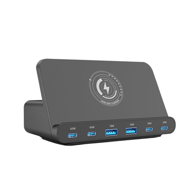 160W GaN USB Charging Station with Wireless Charging 65W PD PPS 45W Fast Charger