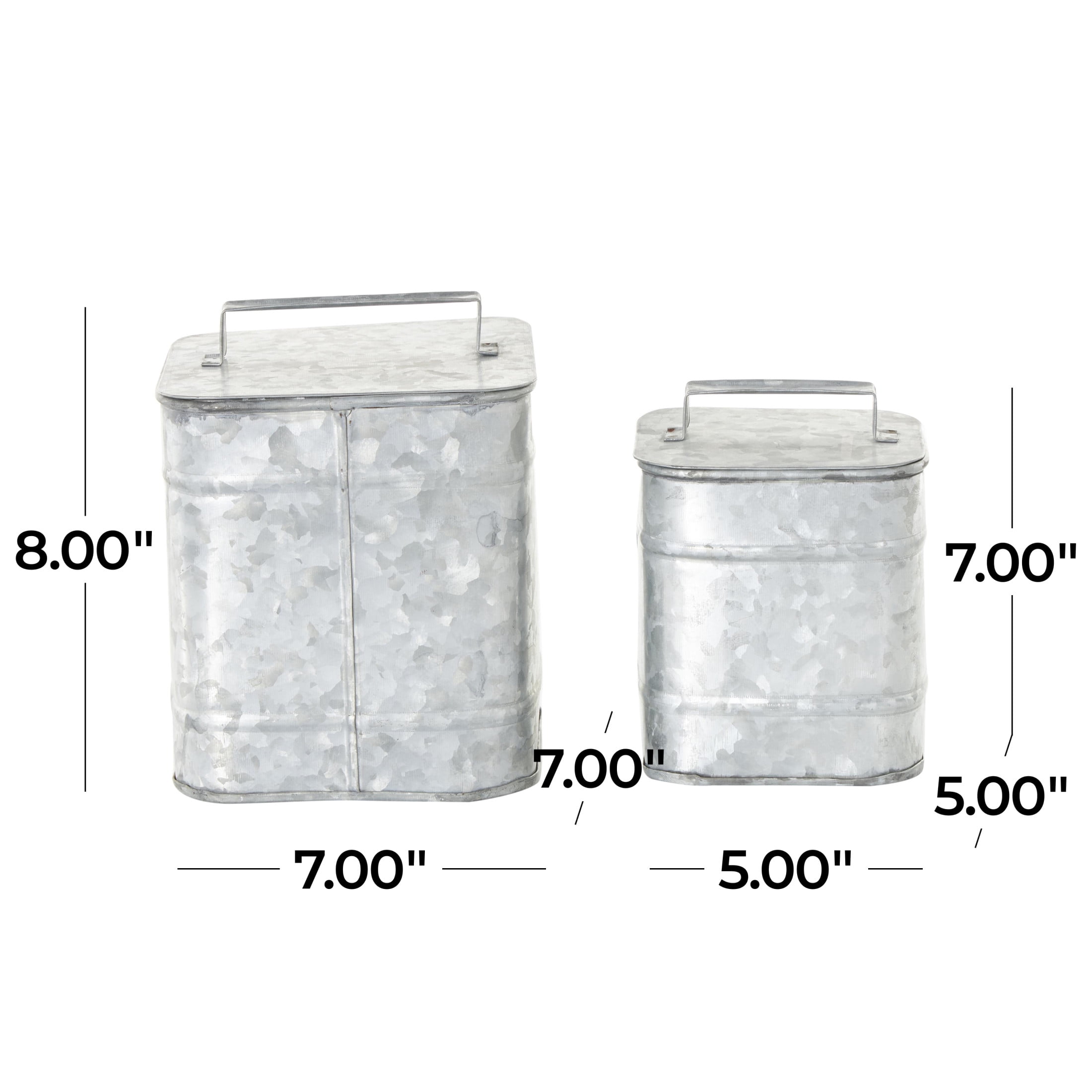 DecMode 8", 7"H Silver Metal Canisters, 2-Pieces