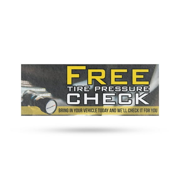Free Tire Pressure Check Vinyl Decal 12 Inch x 5 Inch Weatherproof Heavy-Duty Adhesive Backing | Auto Shops, Safety Inspections, Customer Service | Made in USA