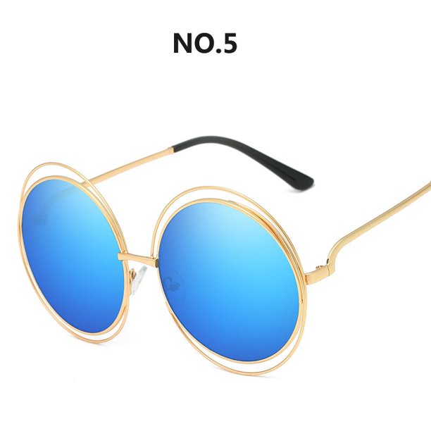 Gafas de sol redondas de gran tamaño para mujer, diseñador de marca femeninos de anteojos de sol, con espejo de gradiente de círculo grande, montura de Metal, geniales, 2023 Fivean unisex
