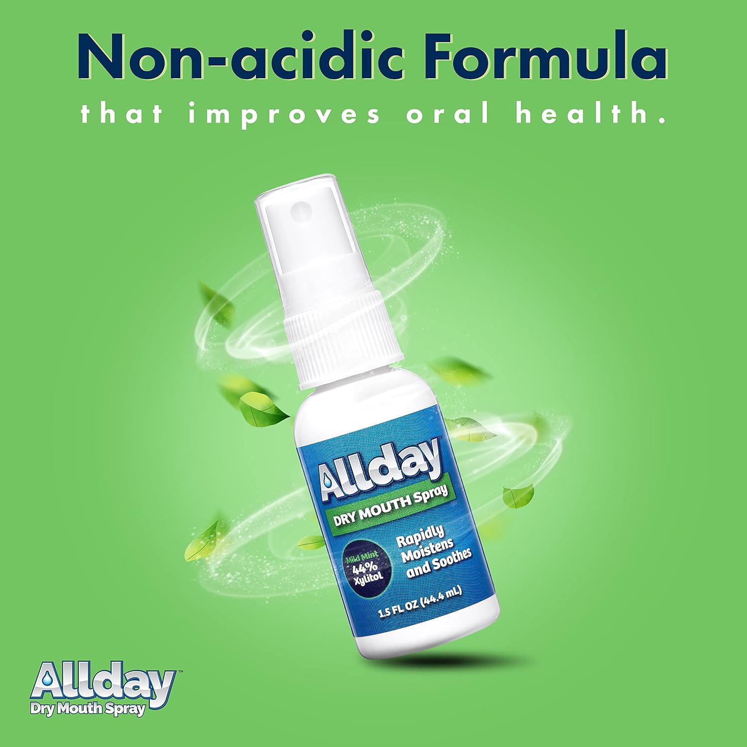 Allday® Dry Mouth Spray - Maximum Strength Xylitol, Fast Acting, Non-Acidic (1.5oz - Pack of 2)