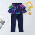 thumbnail image 3 of Trendy Girl's Leggings with Skirt Cotton Kids Clothing Ruffle Tutu Pants Workout Casual Slimming Fall Outfits, Purple, 4 Years, 3 of 3