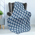 thumbnail image 4 of Navy Soft Flannel Fleece Throw Blanket, Woven Marine Life Inspired Ropes in Square Shapes Geoemtric Grid Art Print, Cozy Plush for Indoor and Outdoor Use, 50" x 70", Navy Blue and White, by Ambesonne, 4 of 5