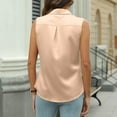 thumbnail image 5 of Vmvidoty Women's Summer Tops Dressy Casual Short Solid Color Sleeveless V Neck Buttons Blouses Shirts Khaki L, 5 of 7