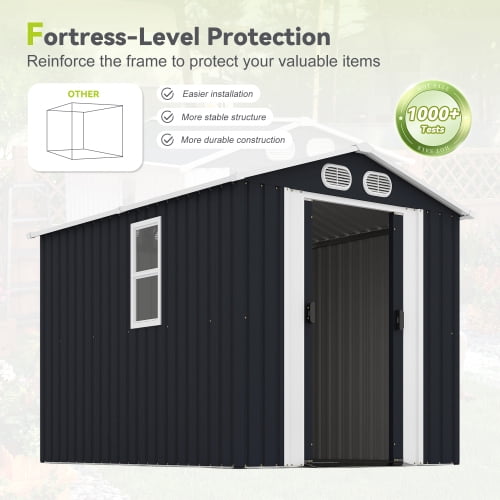 8x6 FT Outdoor Storage Shed, Metal Tool Shed with Lockable Doors, Air Vents, Clear Window for Backyard Garden Patio