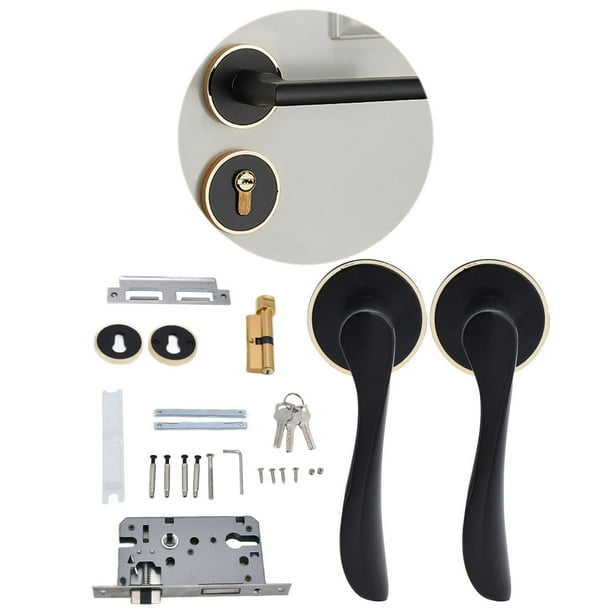 Cerradura De Manija, Cerradura De Manija De Dormitorio Espacio Aluminio Negro Tipo Dividido Estilo Europeo Para Puerta De Madera