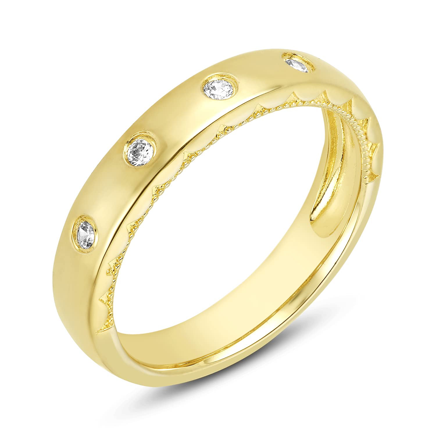 0.18 CT Natural Diamond Band Ring For Women's In 14K Solid Gold