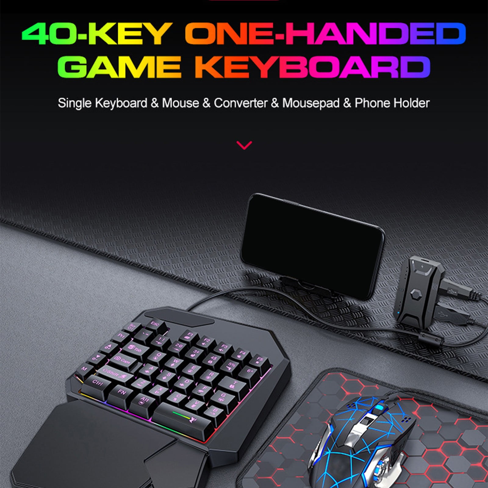 USB Cord Single Hand Gaming Keyboards And With 40Keys Layout Backlit Ergonomic Support Mechanical Feedbacks