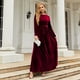 thumbnail image 5 of Vestido de terciopelo, manga larga, vestido de noche, vestido color vino., 5 of 6