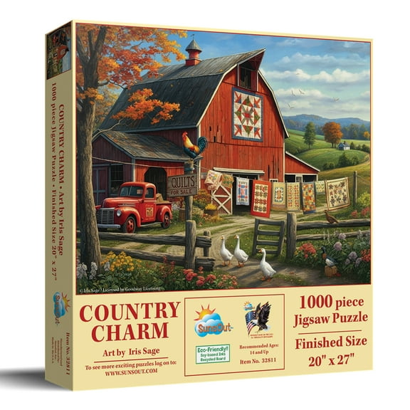 SUNSOUT INC - Country Charm - 1000 pc Jigsaw Puzzle by Artist: Iris Sage - Finished Size 20" x 27" - MPN# 32811