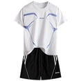 thumbnail image 1 of BOBOGOJP Quick Dry Athletic Short-Sleeve T- Shirt Active Mesh Shorts Set (7-8 Years, White), 1 of 7