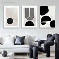 thumbnail image 2 of Póster bohemio en blanco y negro, pintura en lienzo geométrica abstracta moderna, arte de pared nórdico para sala de estar, decoración del hogar, 2 of 5