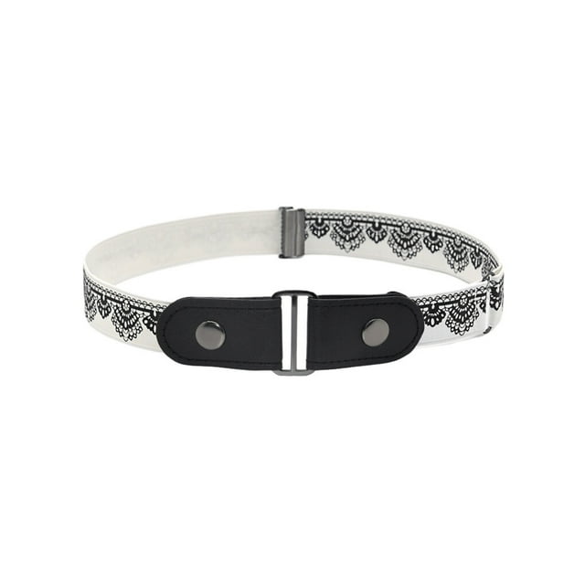 Ceinture Sans Boucle en Alliage Invisible à la Mode de Longue Durée de Commodité Élastique Unisexe Homme Multicolore DIY Prop Jeans Bande Blanc Imprimé