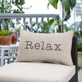 thumbnail image 4 of Sunbrella  Canvas EMbroidered "Relax" Indoor/Outdoor 13x20 Corded Lumbar Pillow (Single) Cast Silver with Black Words, 4 of 5