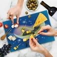 thumbnail image 4 of Cat Cutting Board, Cat Sleeping on Crescent Moon Stars Night Dreams Themed Design, Decorative Tempered Glass Cutting and Serving Board, Large Size, Yellow Blue, by Ambesonne, 4 of 5