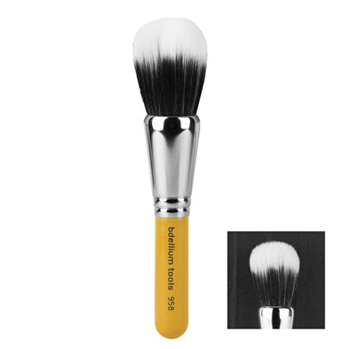 Bdellium Tools Travel Line Duet T-Fiber Powder Blending Brush Yellow