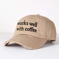 thumbnail image 2 of works well with coffee Letter Embroidered Color Block Trucker Hat Unisex Adjustable Cotton Breathable Fashion Cap for Travel Daily Wear, 2 of 6
