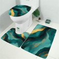 thumbnail image 2 of Teal and Gold Marble Flow Lines Pattern Bathroom Rugs Sets 3 Piece,Toilet Cover Set,Absorbent Non Slip Bathroom Mats Sets with U-Shaped Contour Rug Toilet Rug Set, 2 of 5