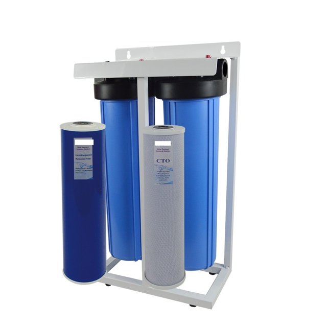 2-Stage Vertical Whole House Water Filtration System With 20" Big Blue Carbon Block And Iron&Manganese Reduction Filter ,Widely Used