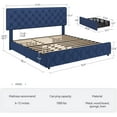 thumbnail image 5 of Eastvita King Size Bed Frame with 4 Storage Drawers & Adjustable Headboard, Blue, 5 of 8