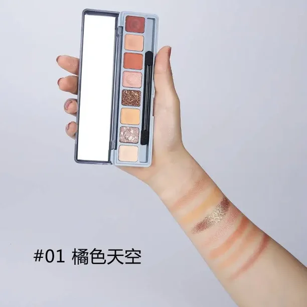 Heallor-paleta de sombras de ojos, 8 colores, Rosa del desierto, punta del dedo, pequeña, nacarada, portátil, resistente al agua, herramienta de maquillaje de ojos para principiantes