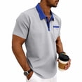 thumbnail image 2 of TKKCS Mens Polo Shirts with Pocket Short Sleeve- Performance Moisture Wicking Casual Summer Golf Shirts Gray Size 2XL, 2 of 8