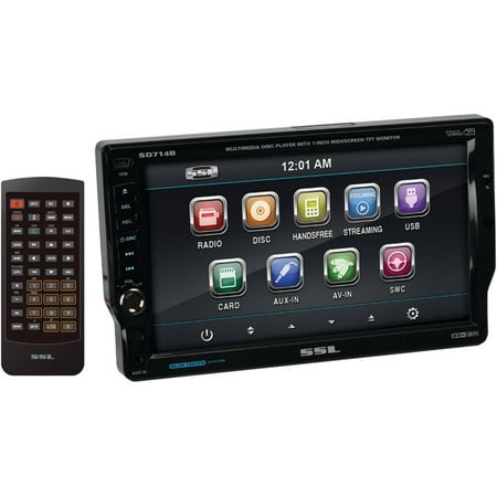 Soundstorm SD714B 7" Single-DIN In-Dash DVD Receiver with Detachable Touchscreen Monitor, Bluetooth-Enabled