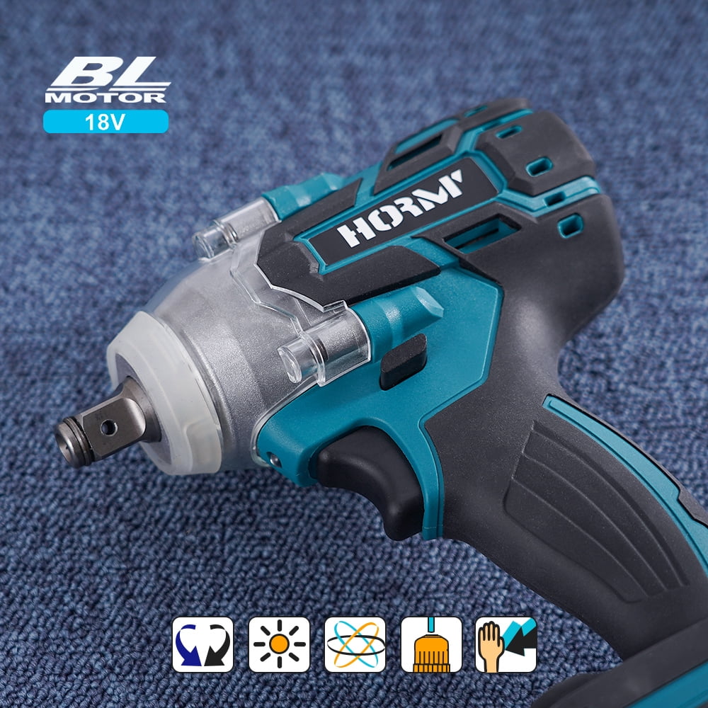 Hormy Cordless Impact Wrench, 1/2 inch Wrench with Two 2.0Ah Batteries 18V Brushless Motor & LED Lighting for Home Car Tire Lug Nut Removal Tool